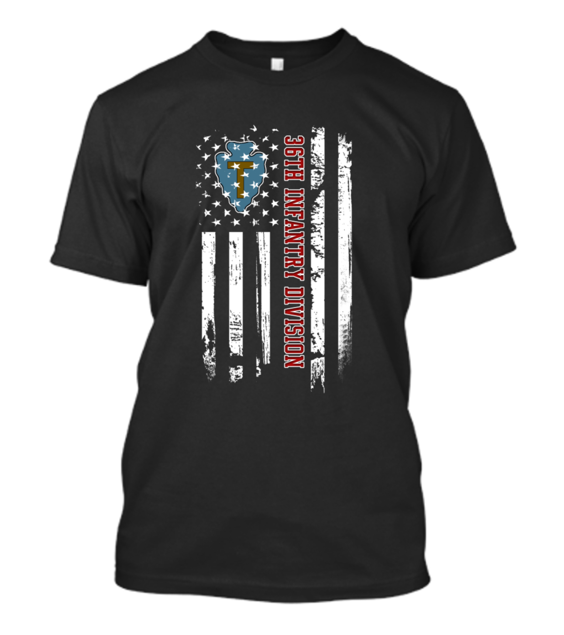 36th Infantry Division Vintage American Flag Emblem T-Shirt