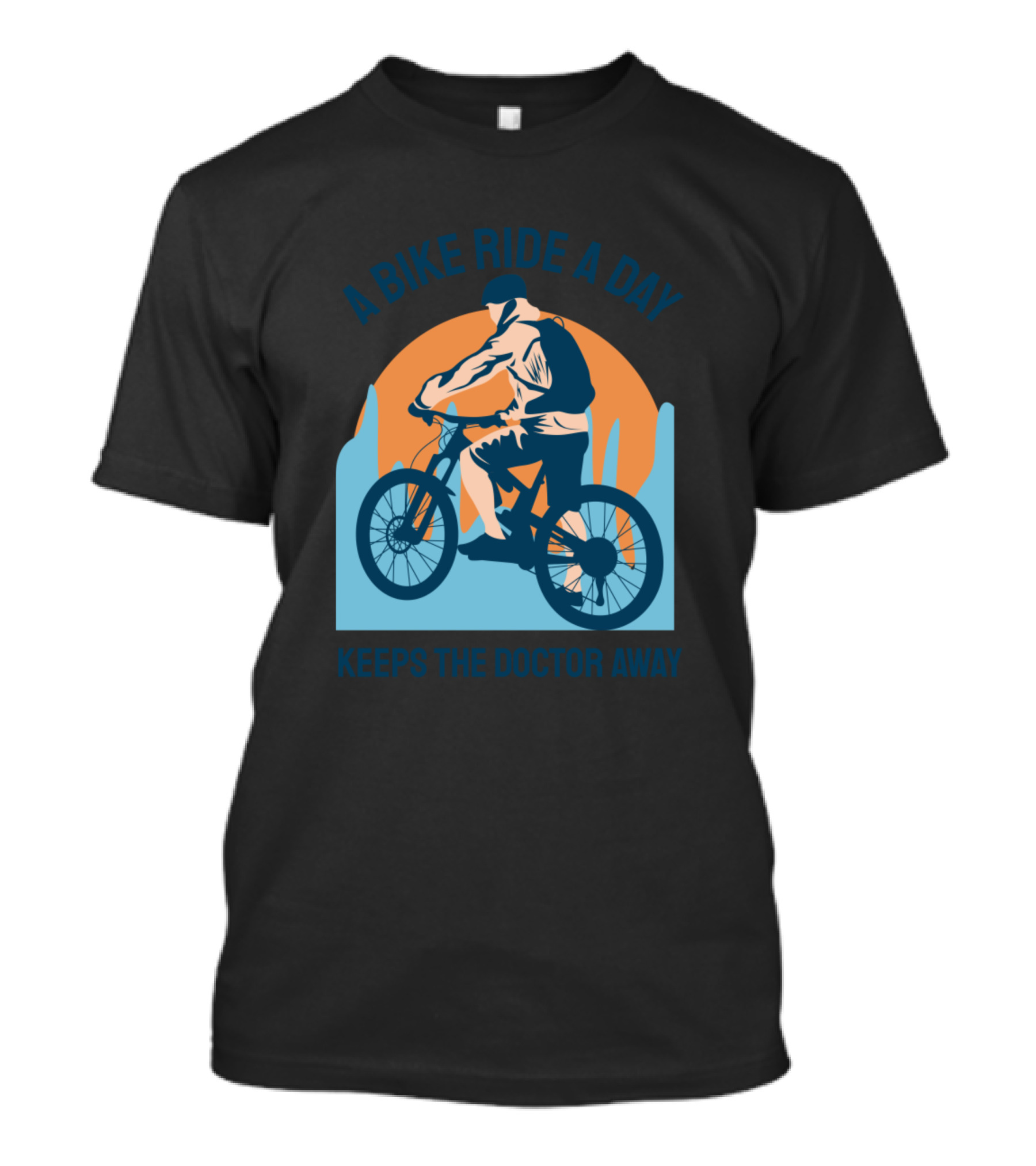 A Bike Ride A Day Keeps The Doctor Away Cyclist Silhouette Sunset T-Shirt