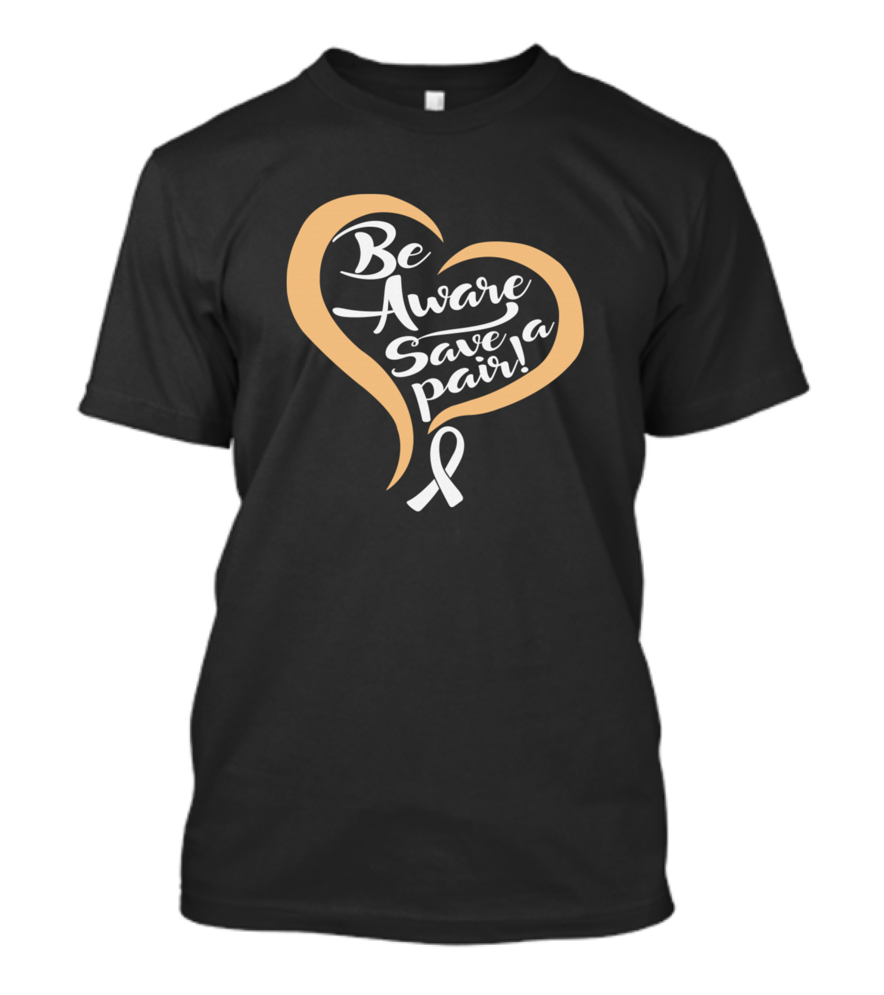 Be Aware Save A Pair Endometrial Cancer Awareness Ribbon Heart T-Shirt