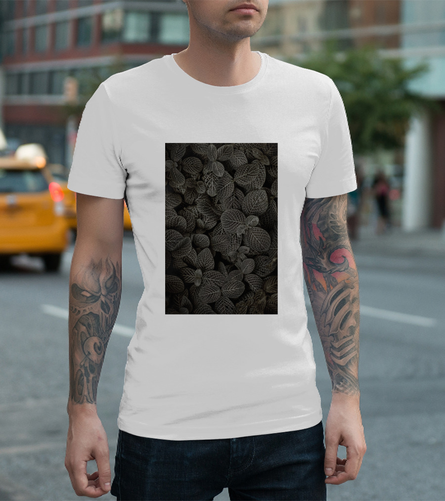Black And White Leaf Pattern Seamless Foliage T-Shirt
