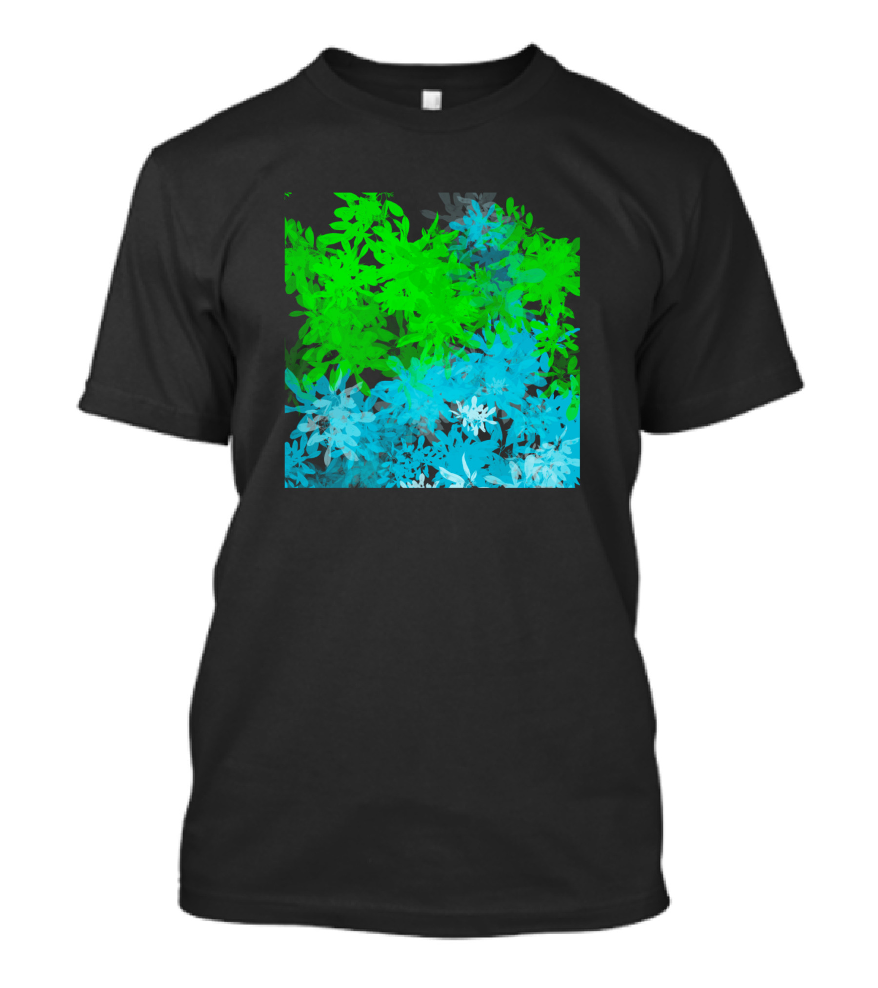 Blue Green Transparent Leaf Cluster T-Shirt