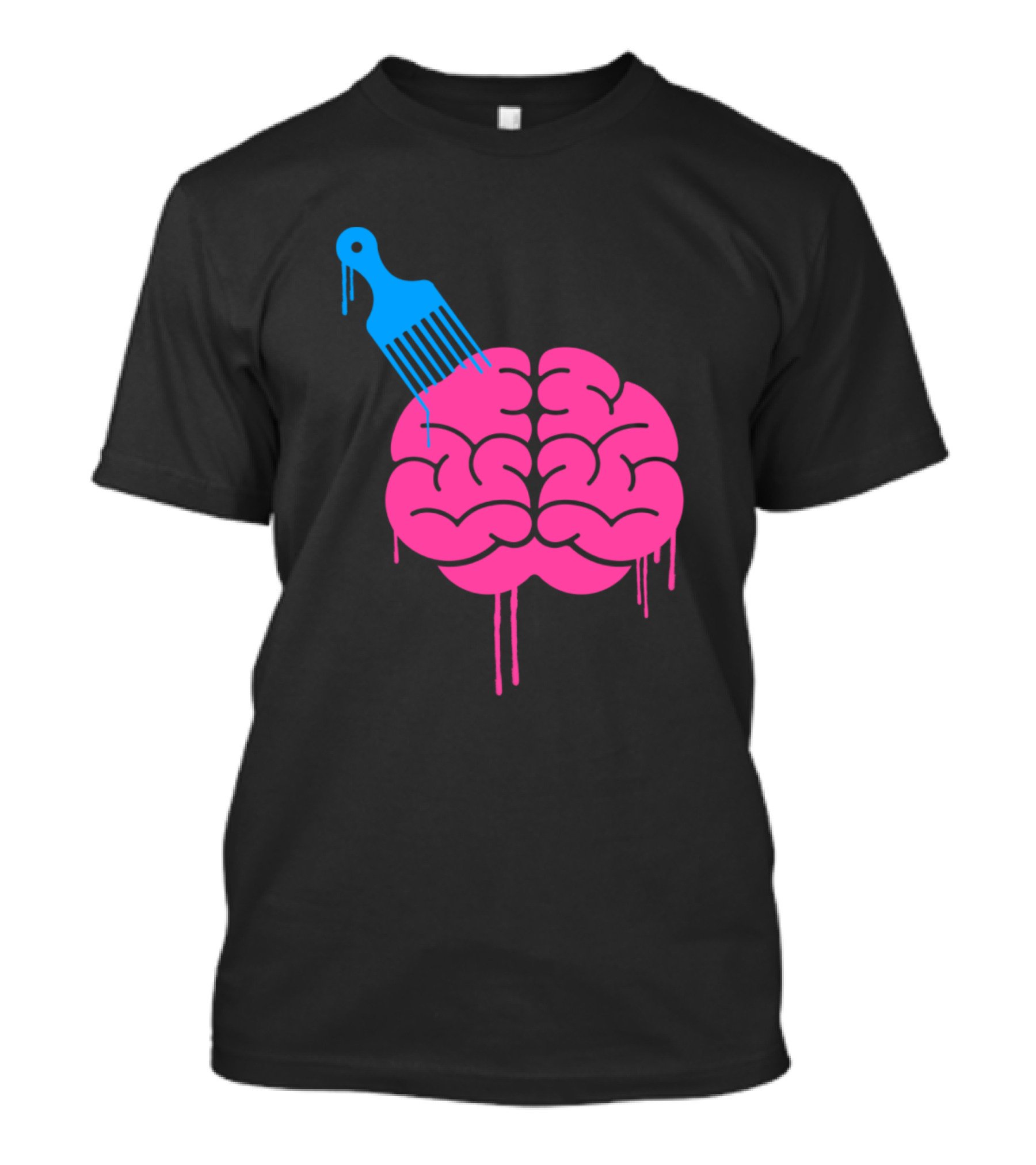 Brain Pick Afro Comb Creative Concept T-Shirt