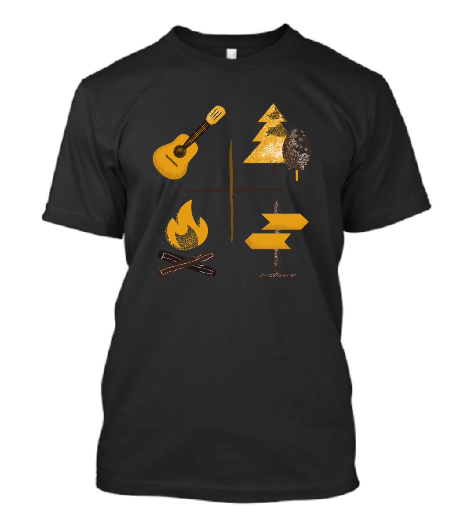 Cam Pass Guitar Tree Campfire Sign T-Shirt