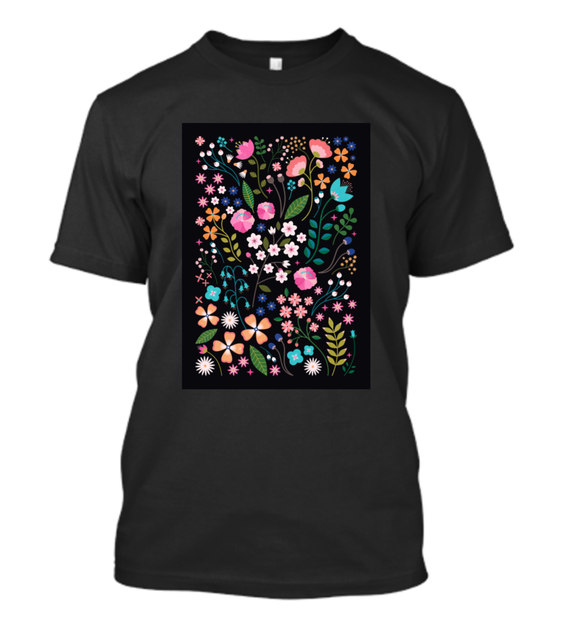 Colourful Seamless Flowers And Leaves T-Shirt