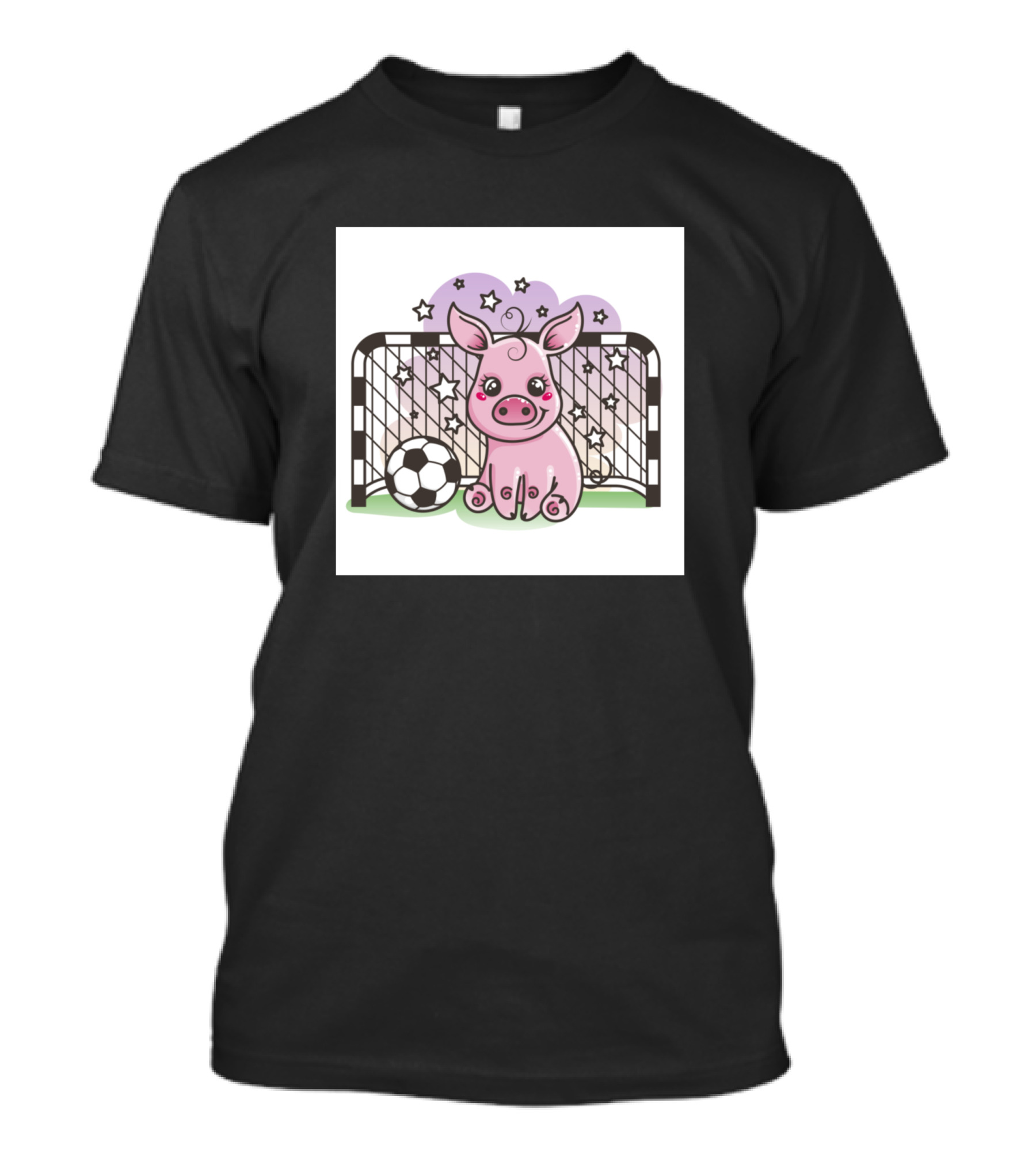 Cute Piggy Kids Goal Keeper Soccer Stars Playful Piggy Soccer Net T-Shirt