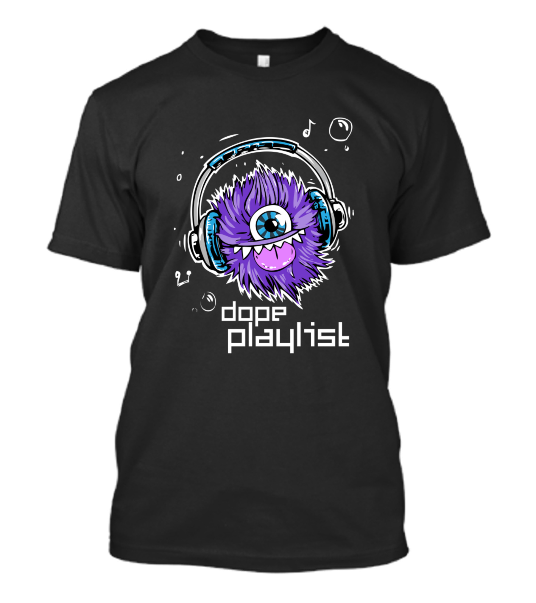 Dope Playlist Monster With Headphones Music T-Shirt