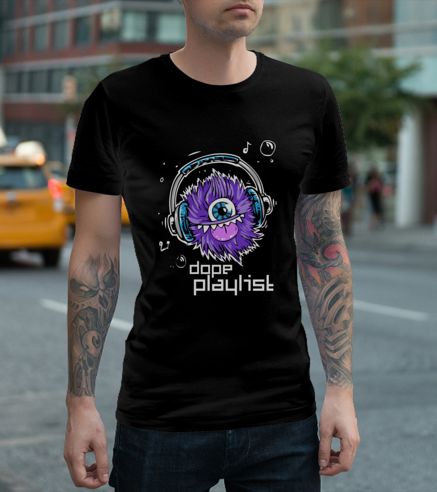 Dope Playlist Monster With Headphones Music T-Shirt