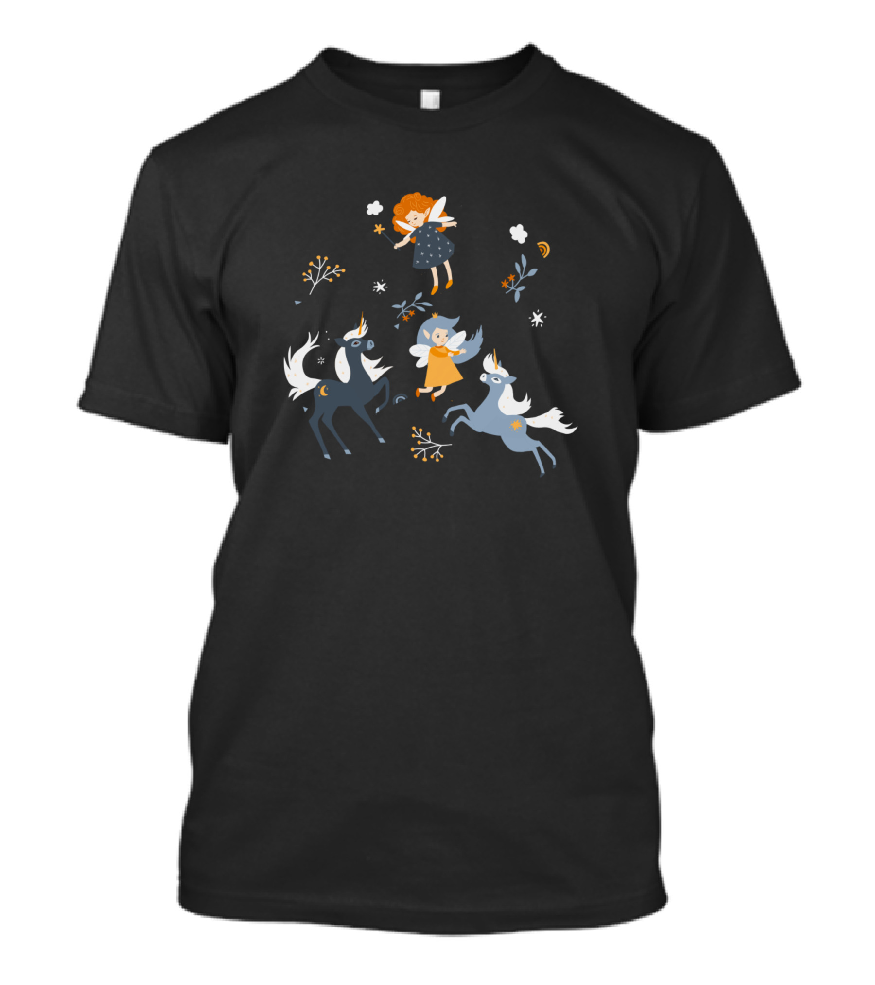 Fairies And Unicorns With Stars And Flowers T-Shirt
