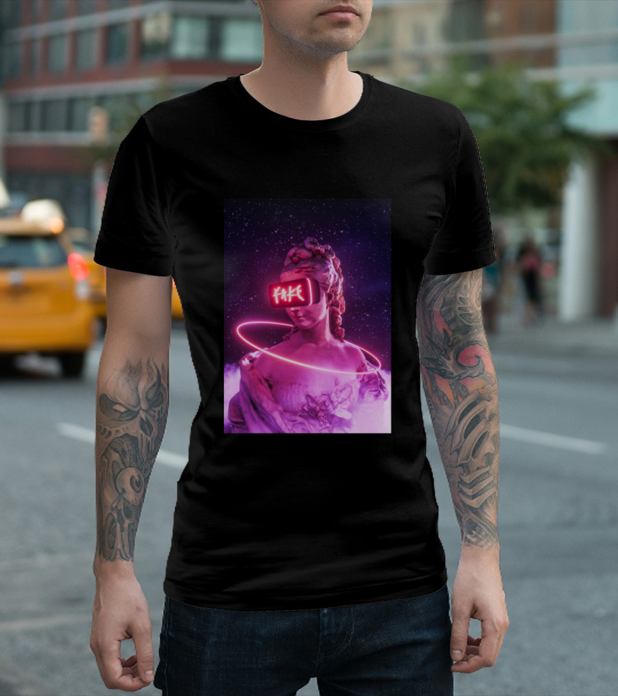 FAKE Statue Neon VR Cosmic Aura T-Shirt