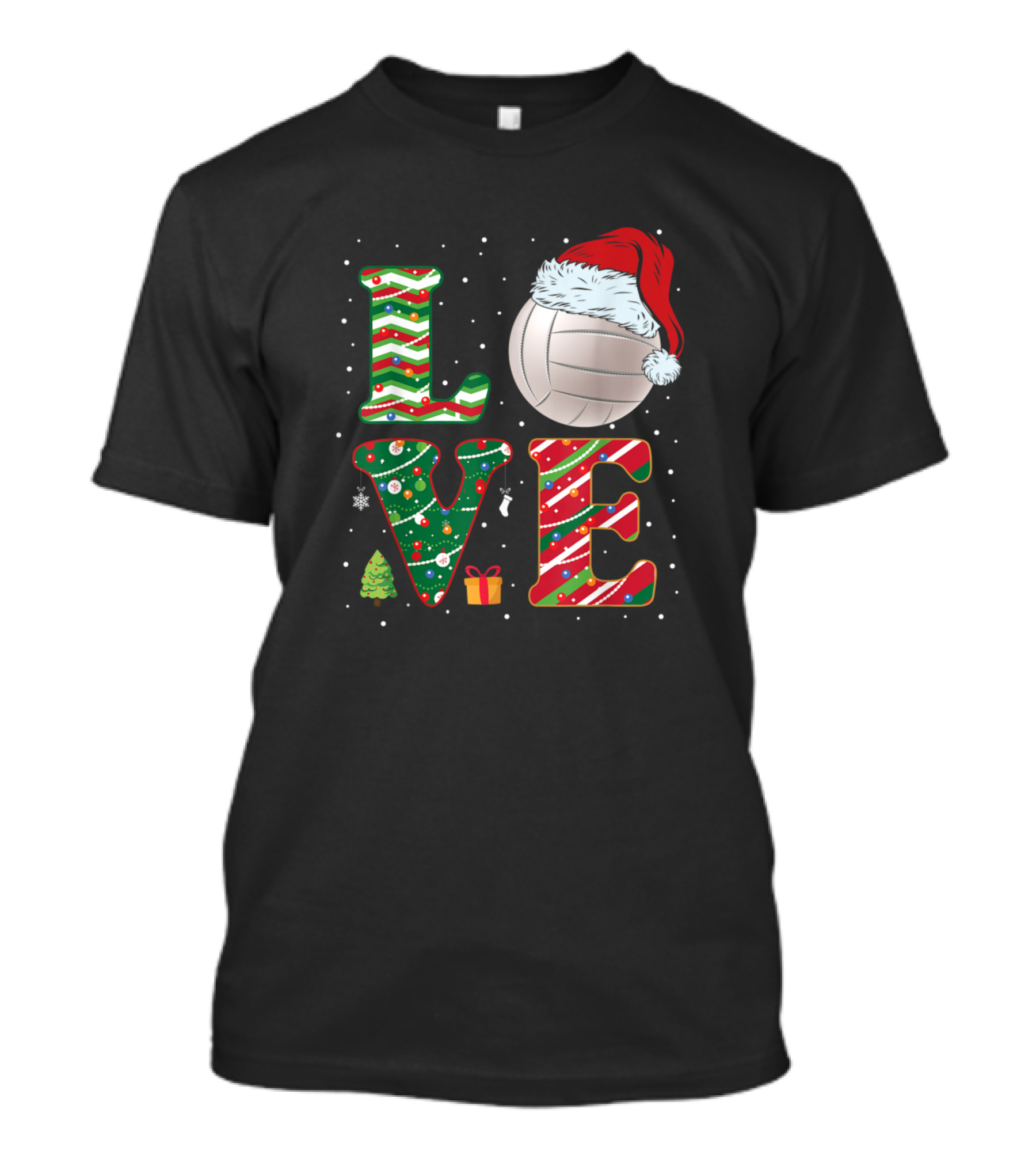 Love Volleyball Christmas Hat Funny Kids Girls Holiday T-Shirt