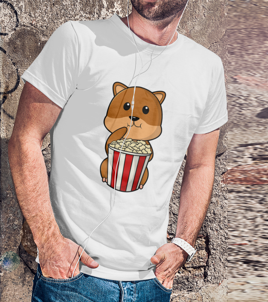 Hamster Munching Popcorn In Red Striped Container T-Shirt