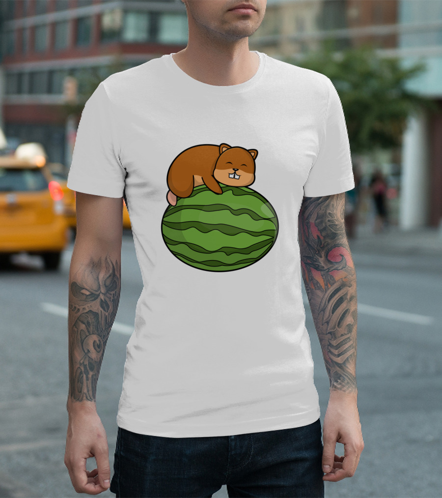 Hamster Napping on Watermelon T-Shirt