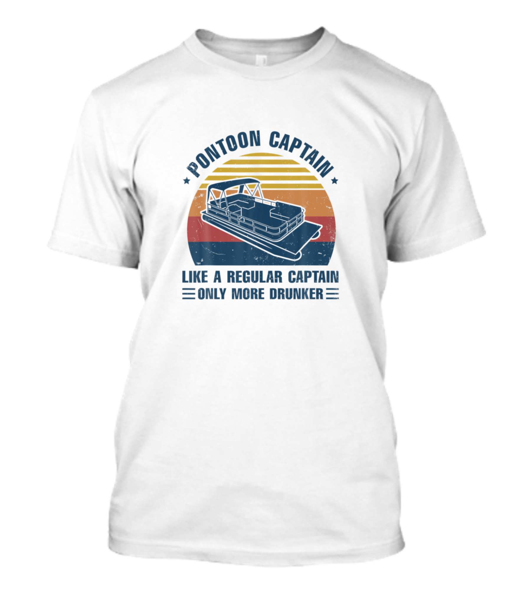 Pontoon Captain Like A Regular Captain Only More Drunker Retro Sunset T-Shirt