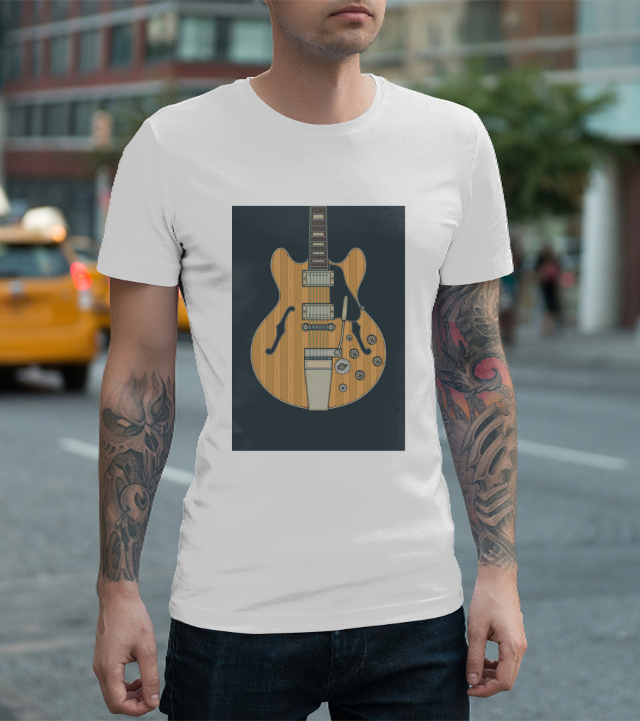 Orange Antique Hollow Body Guitar Vintage Style Music Instrument T-Shirt
