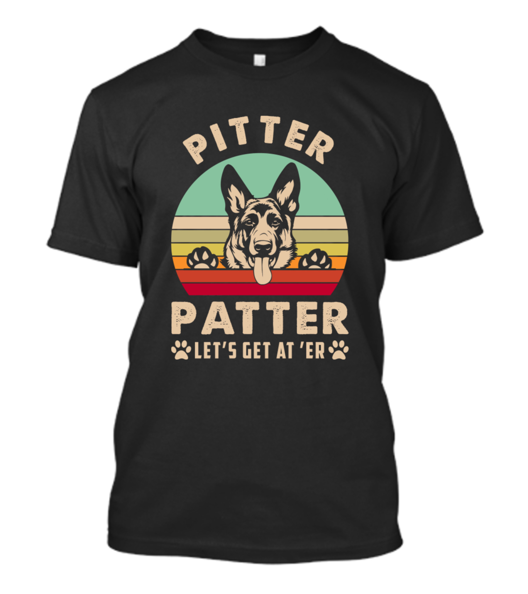 Pitter Patter Let's Get At 'Er German Shepherd Retro T-Shirt