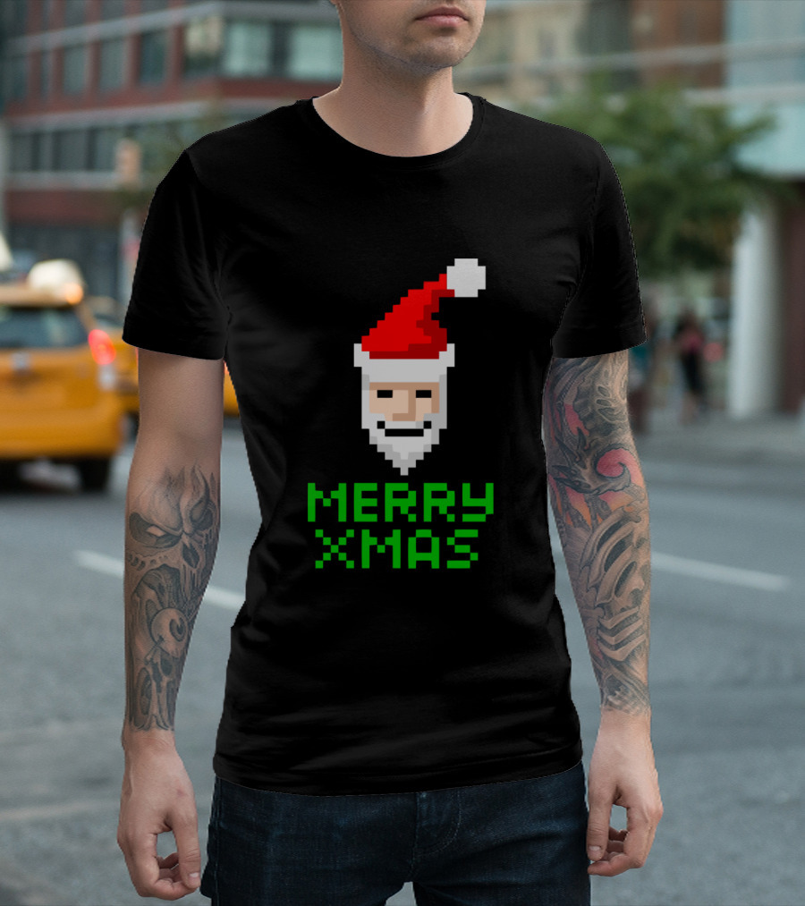 Merry Xmas Pixel Santa T-Shirt
