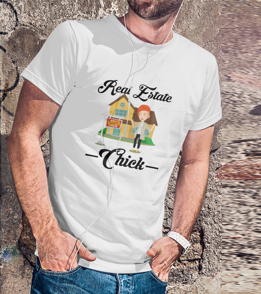 Real Estate Chick Sold Sign Cartoon House T-Shirt