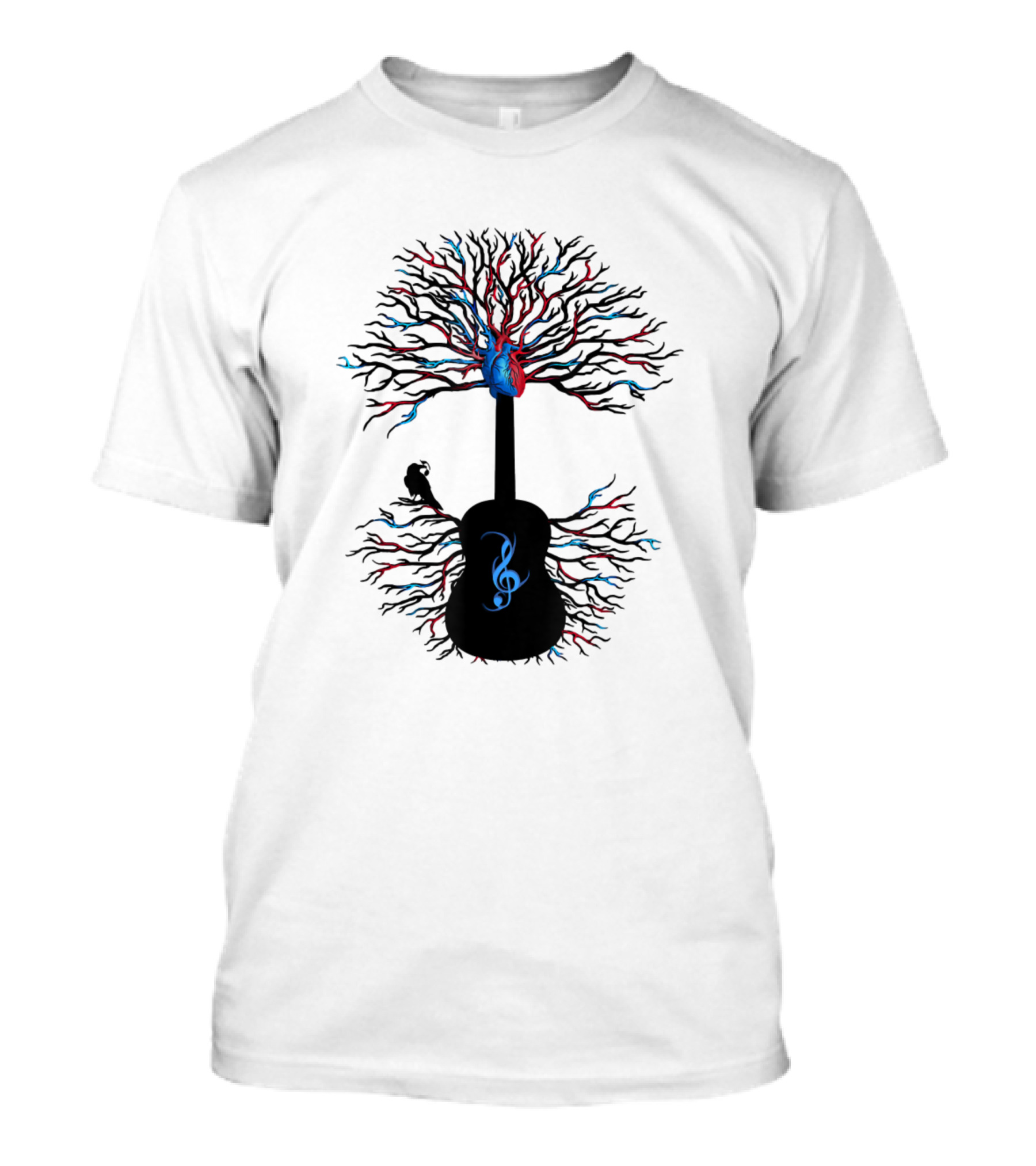 Acoustic Guitar Tree Of Life With Musical Heart And Treble Clef T-Shirt