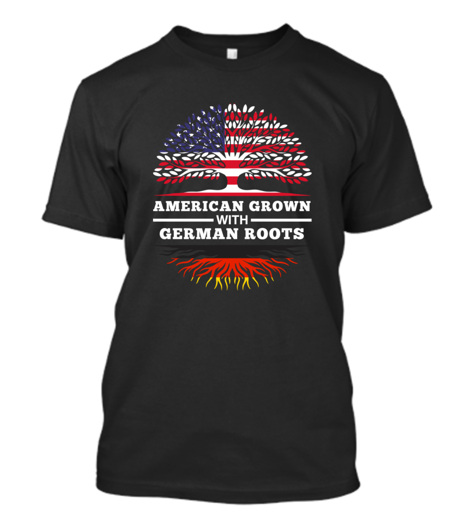 American Grown With German Roots Patriotic Tree T-Shirt