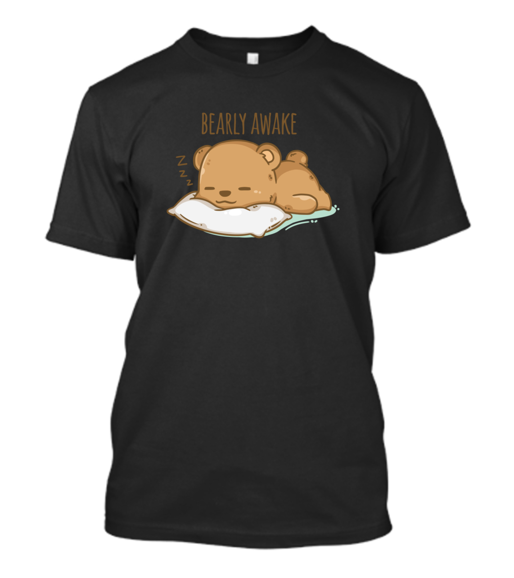 Bearly Awake Cute Sleeping Bear On Pillow With Zzz T-Shirt