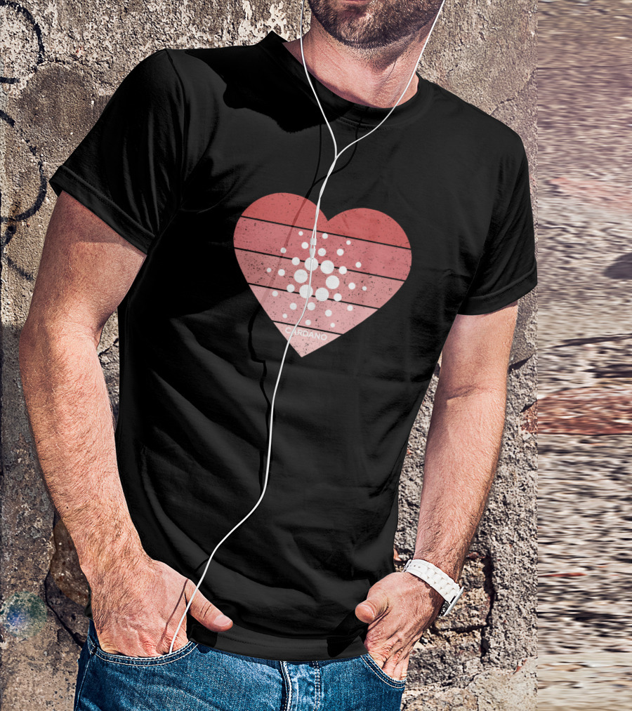 Cardano ADA Cryptocurrency Pink Grunge Heart T-Shirt