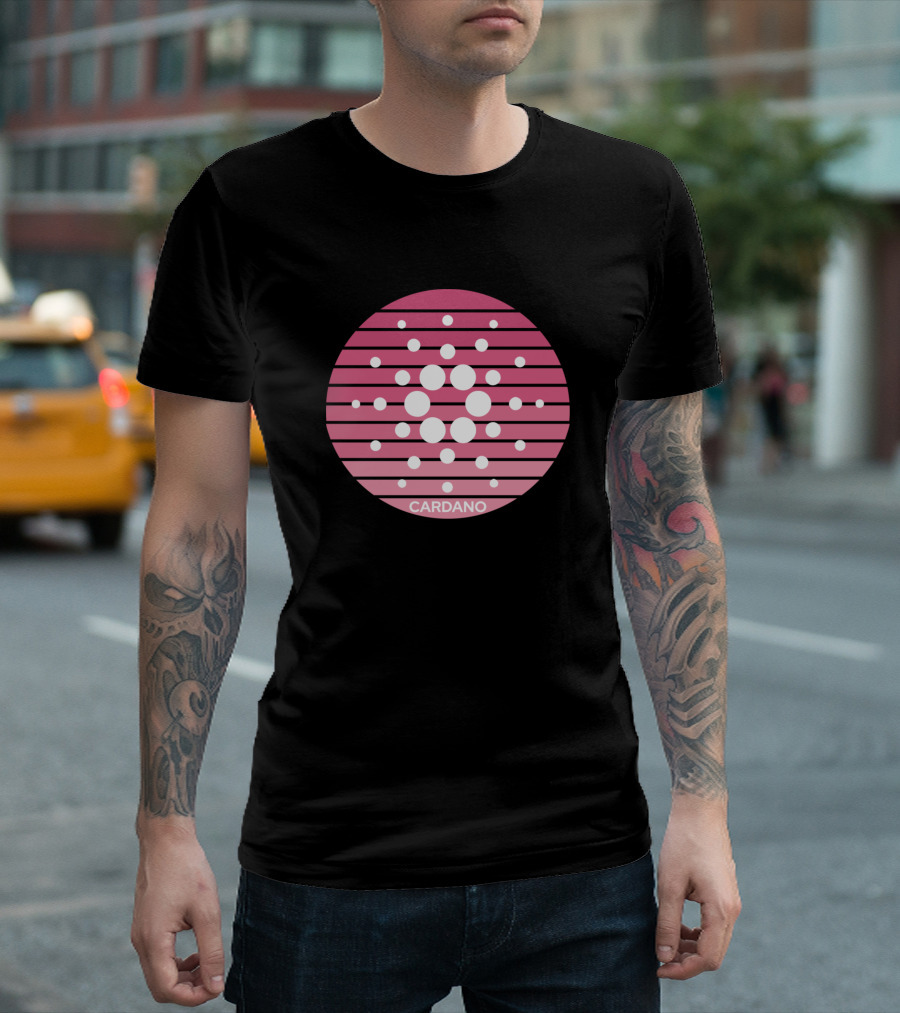 Cardano ADA Cryptocurrency Pink Stripes T-Shirt