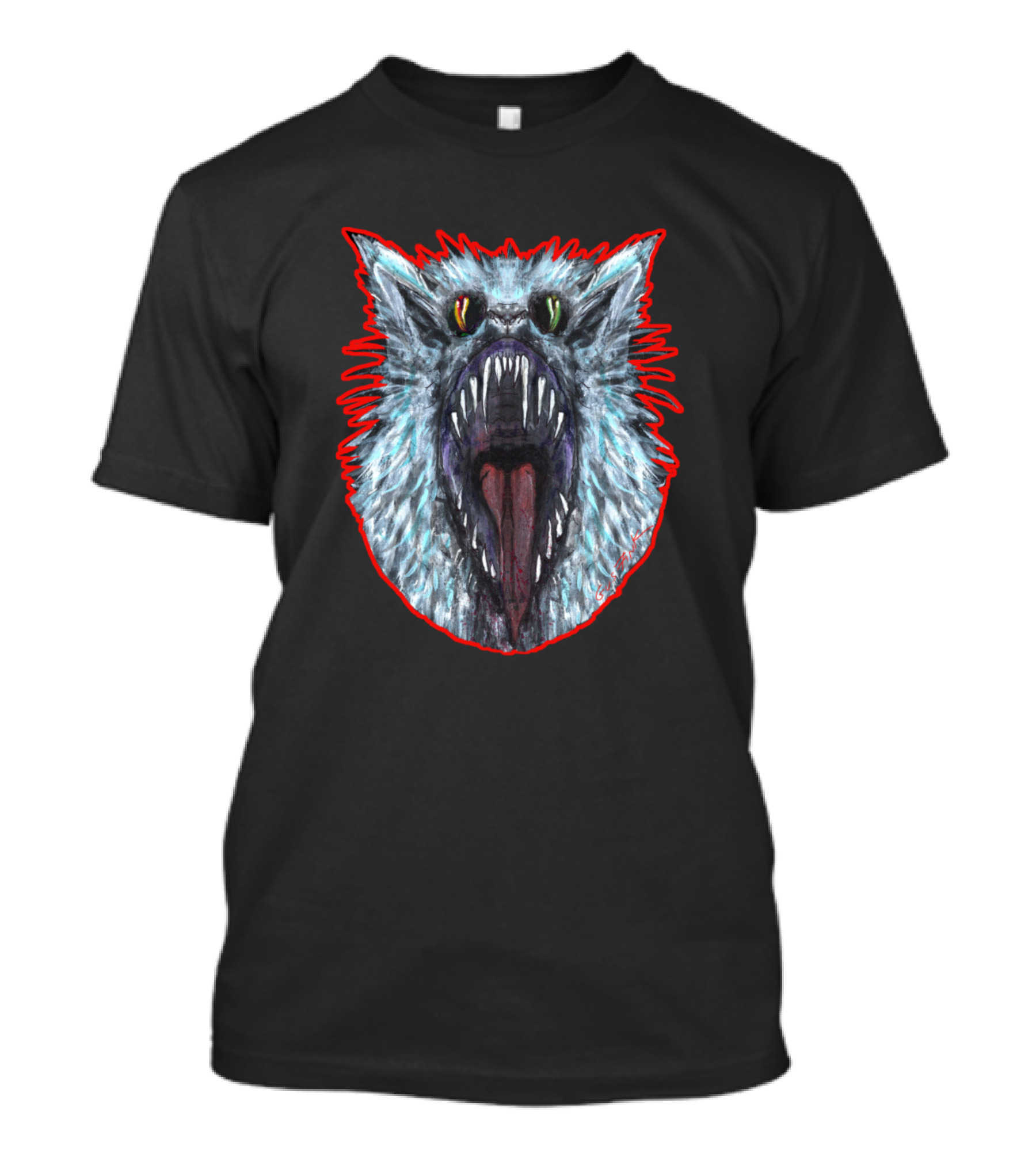 Cat Wolf Scream Two-Eyed Gus Fink Creature T-Shirt