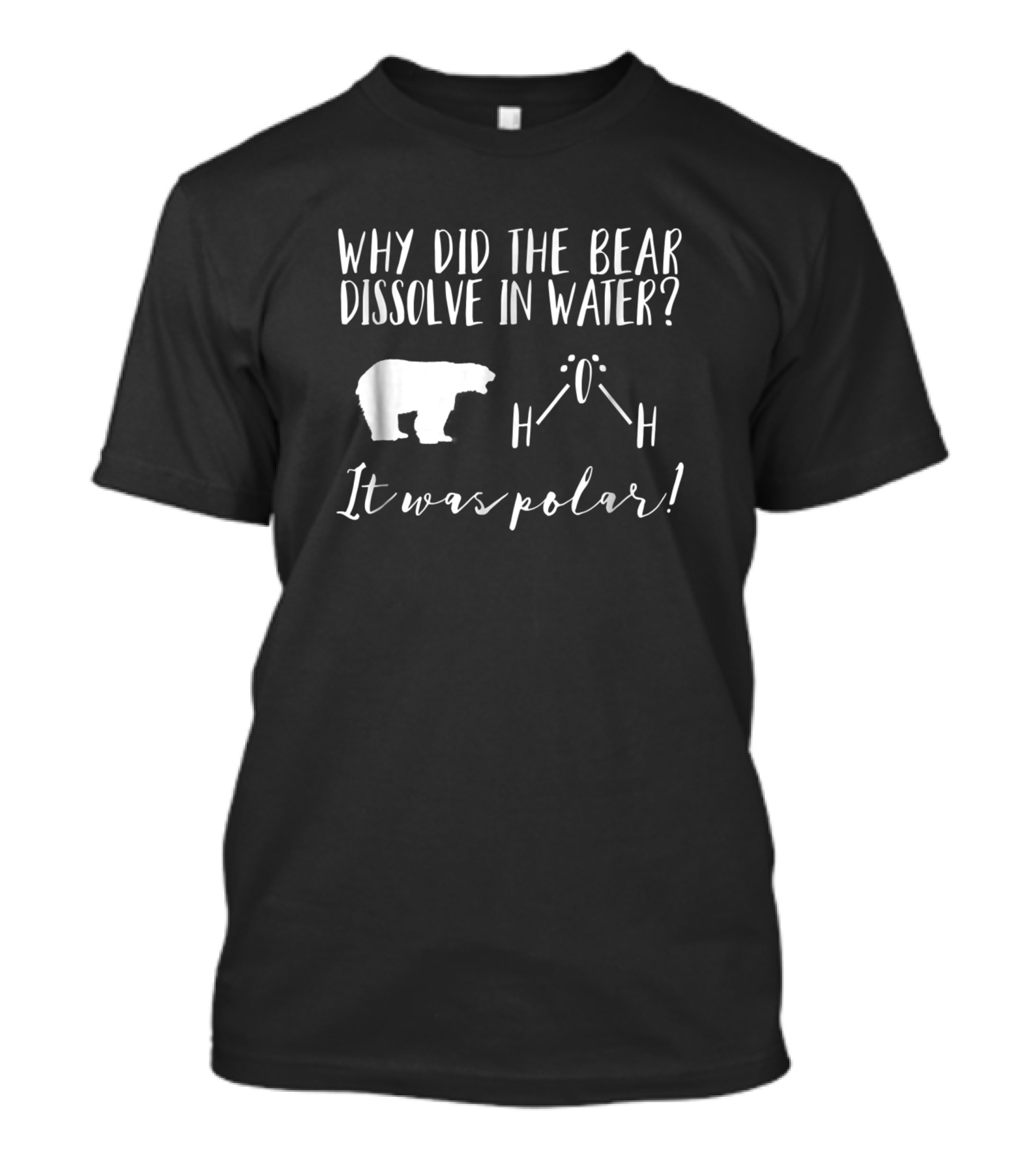 Why Did The Bear Dissolve In Water It Was Polar Chemistry Joke Funny Science Teacher T-Shirt