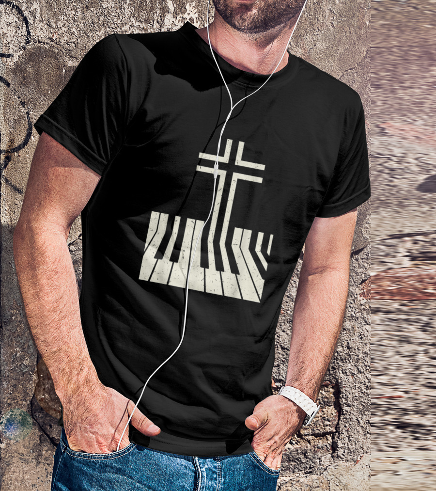 Christian Piano Teacher Cross And Keyboard T-Shirt