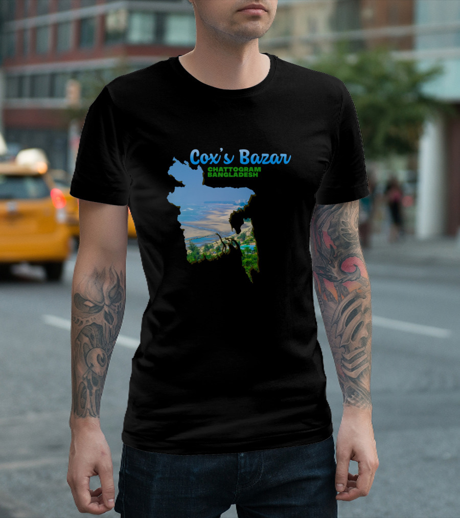 Cox's Bazar Chattogram Bangladesh Map Beach Scene T-Shirt