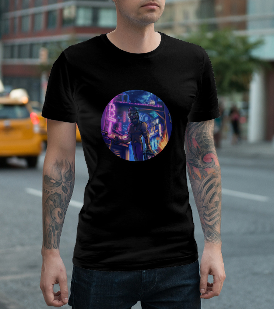 Cybertom Neo-Noir Futuristic Street Scene T-Shirt