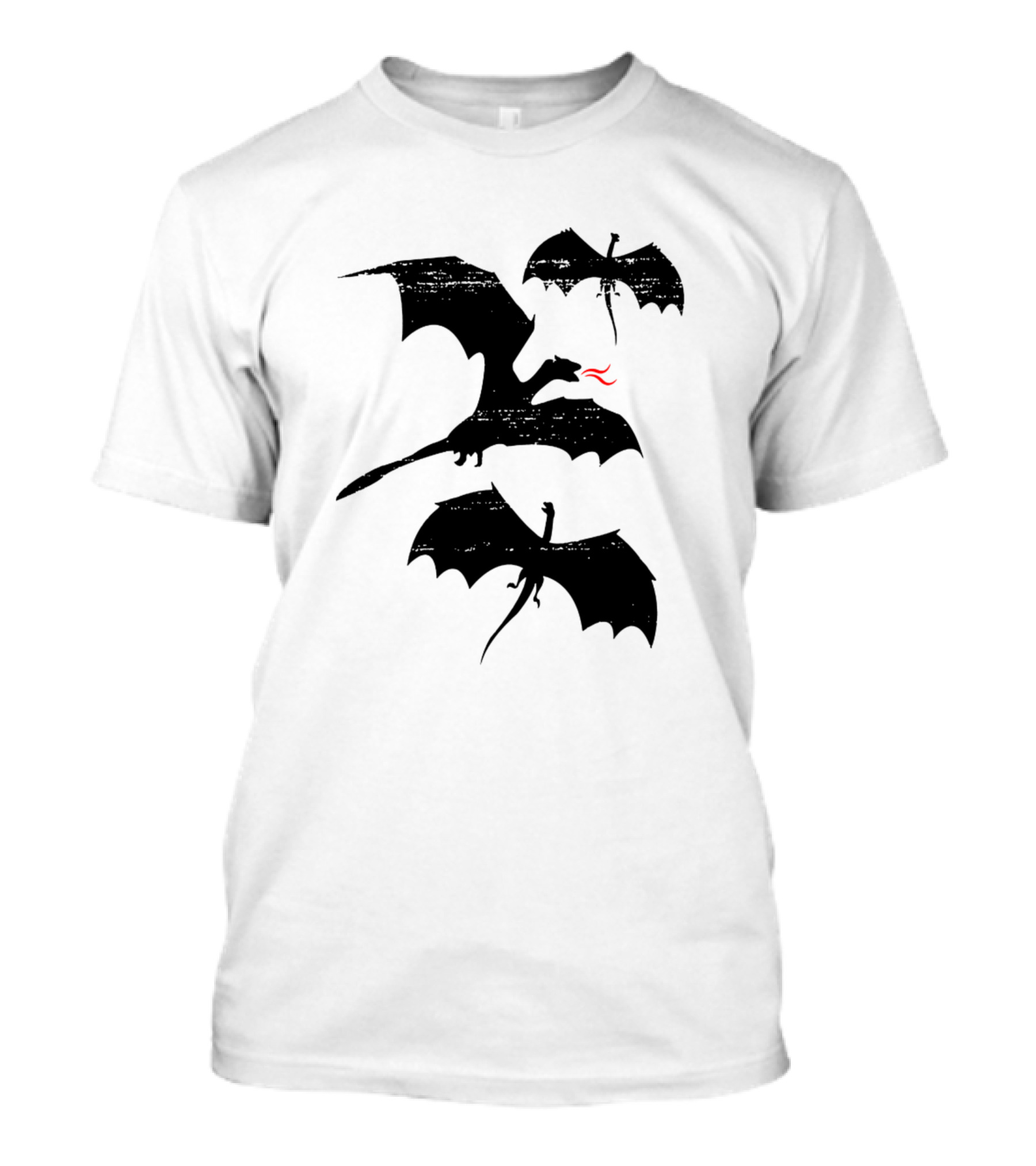 Dragons Flying Silhouettes With Red Flame T-Shirt