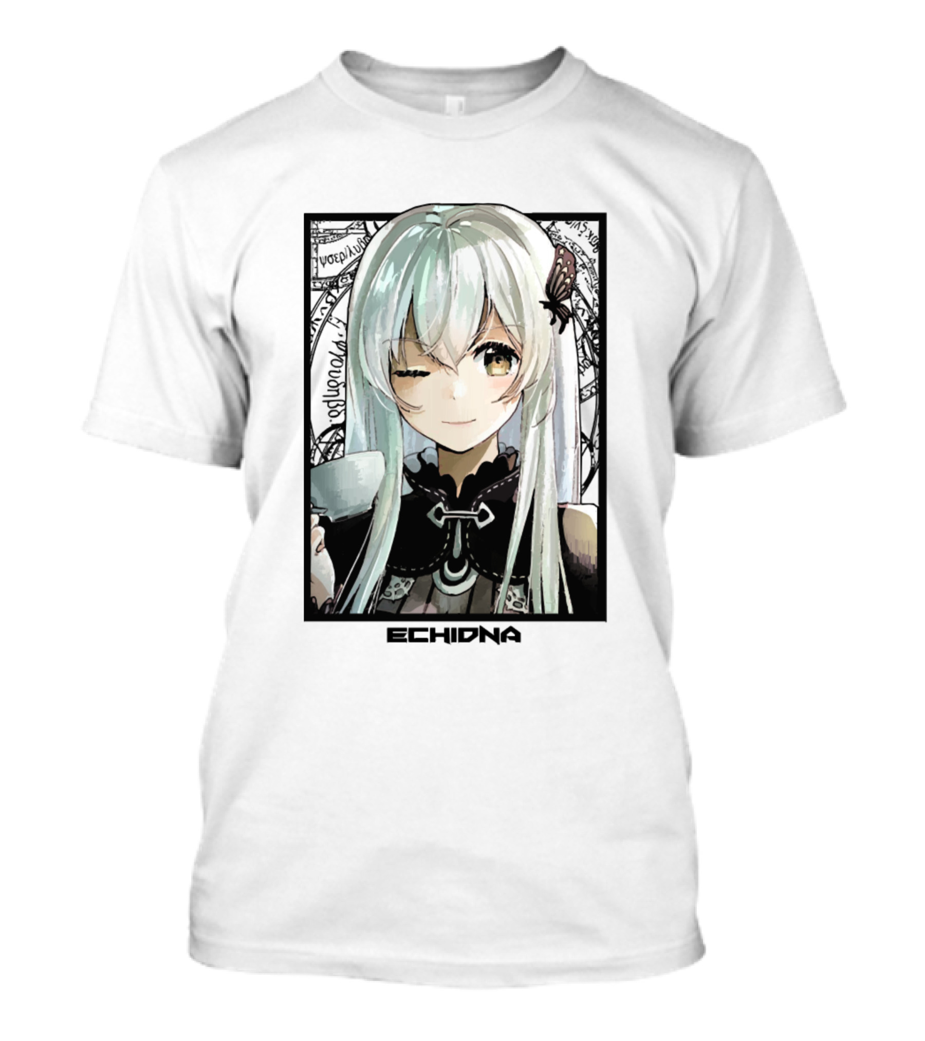 Echidna Re:Zero Character With Tea And Butterfly Winking T-Shirt