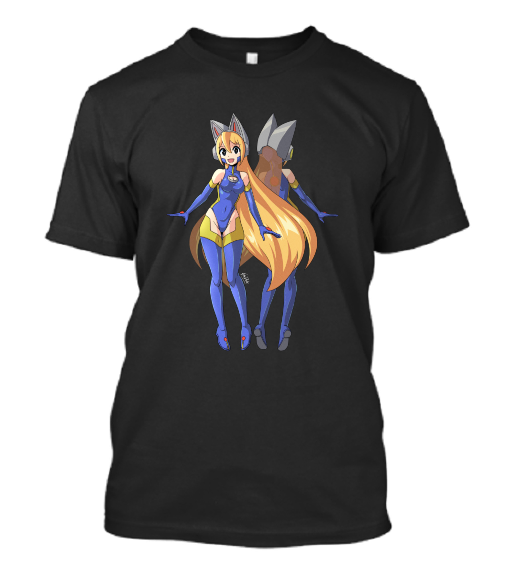 Eva Blue Suit Anime Character With Long Hair And Cat Ears T-Shirt