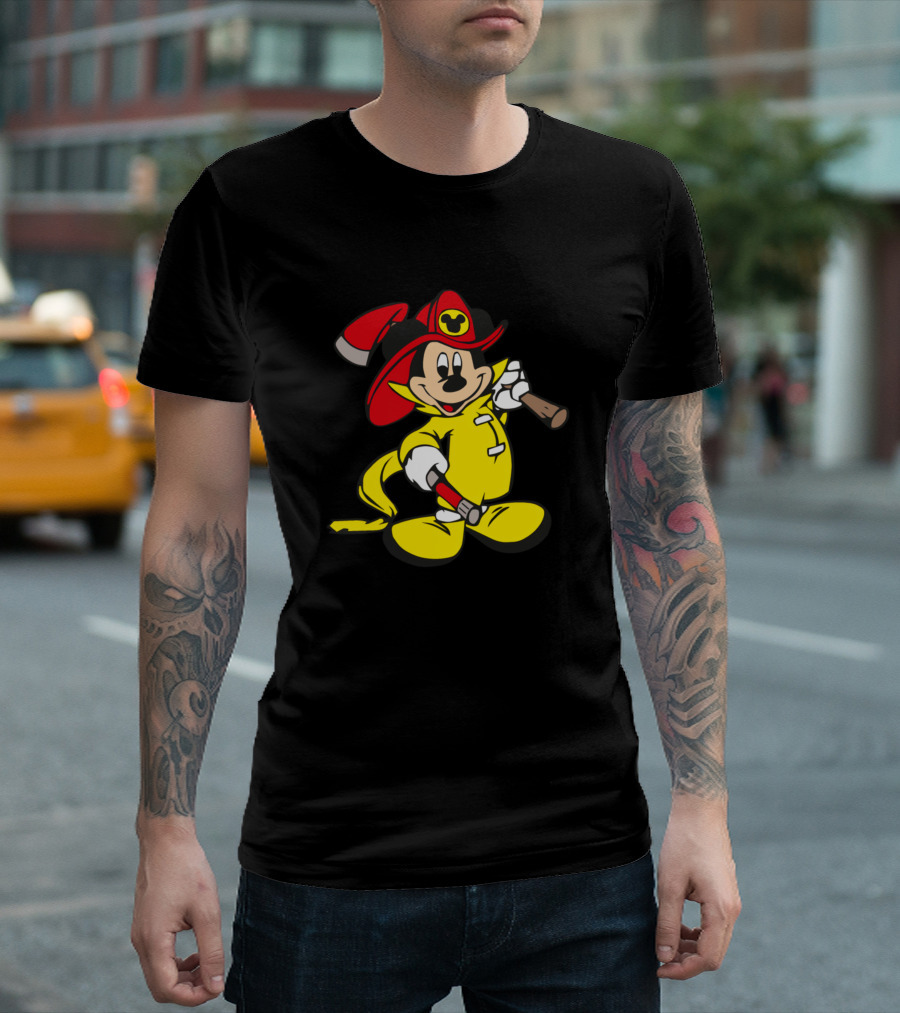 Mickey Mouse Firefighter Mascot T-Shirt