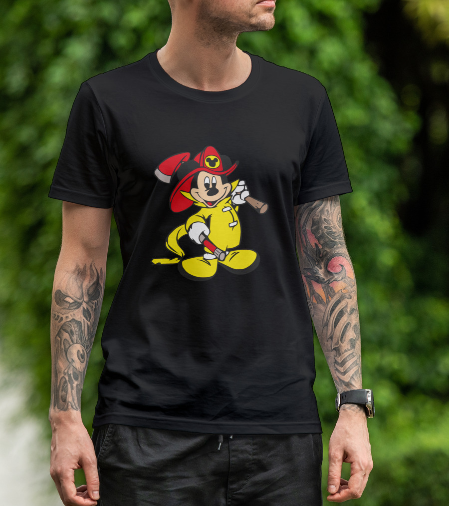 Mickey Mouse Firefighter Mascot T-Shirt