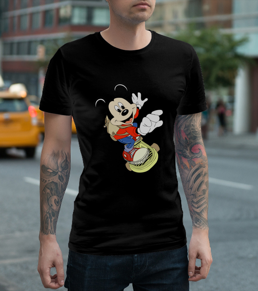 Mickey Mouse Fly By The Skateboard Ride T-Shirt