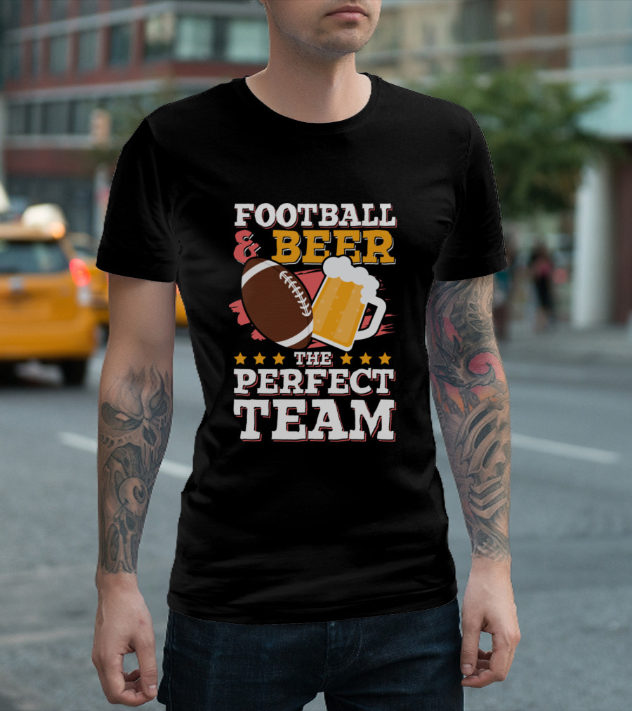 Football Beer The Perfect Team Outdoor Sports Party T-Shirt
