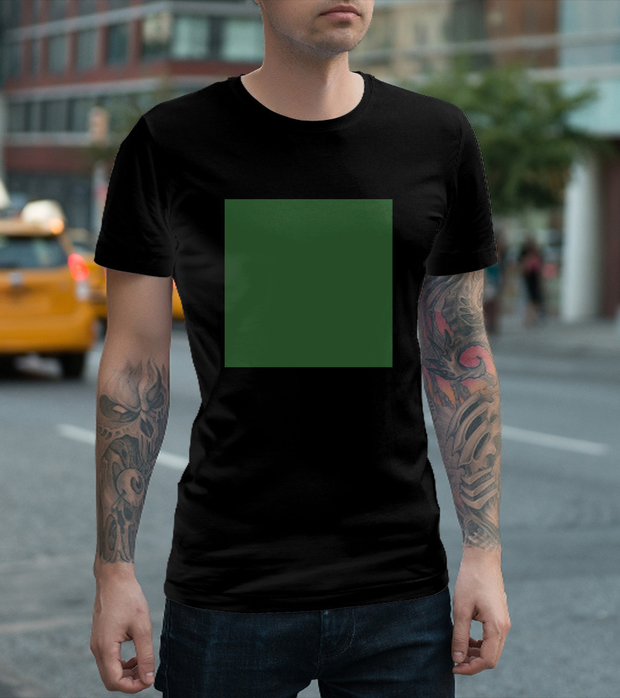 Forest Green Plain Solid Green Square T-Shirt