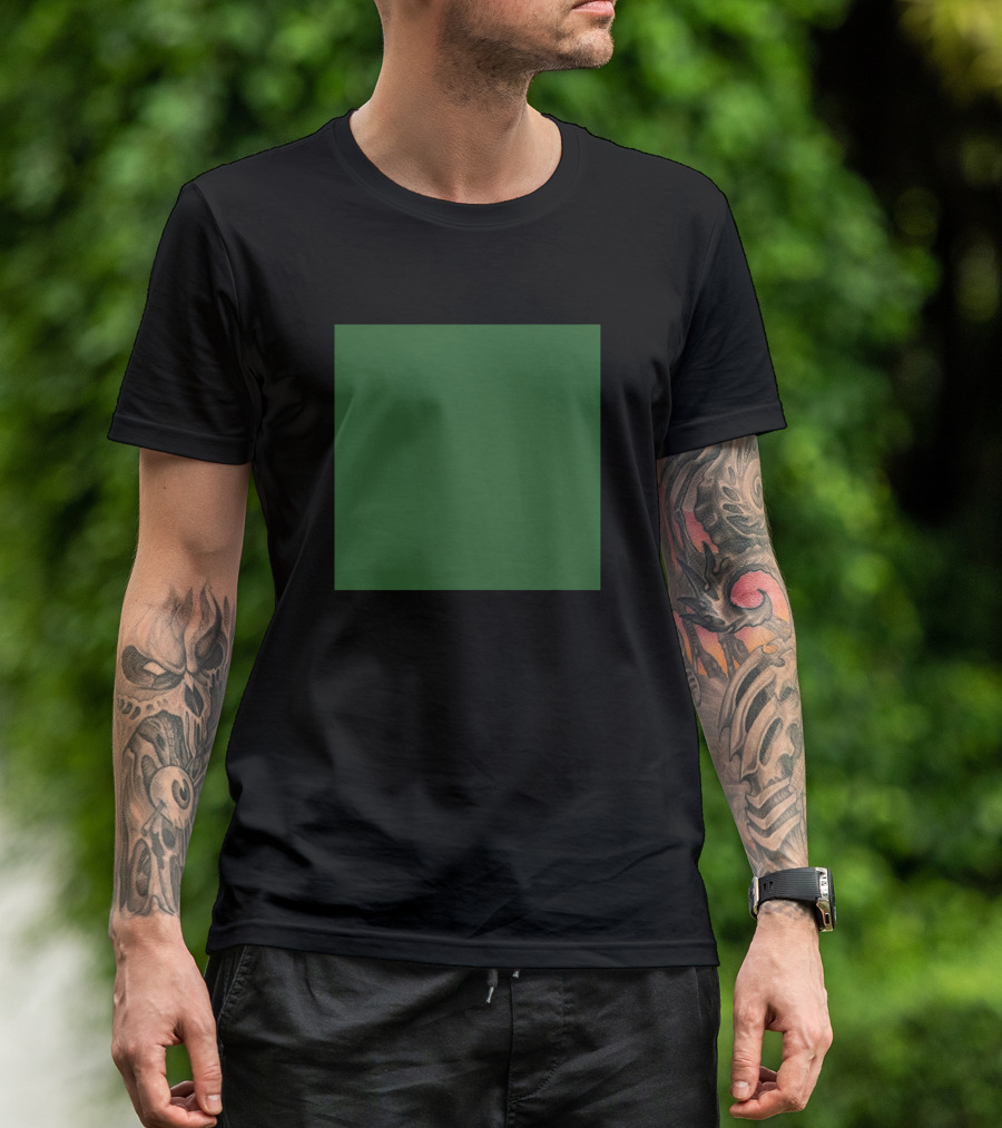 Forest Green Plain Solid Green Square T-Shirt