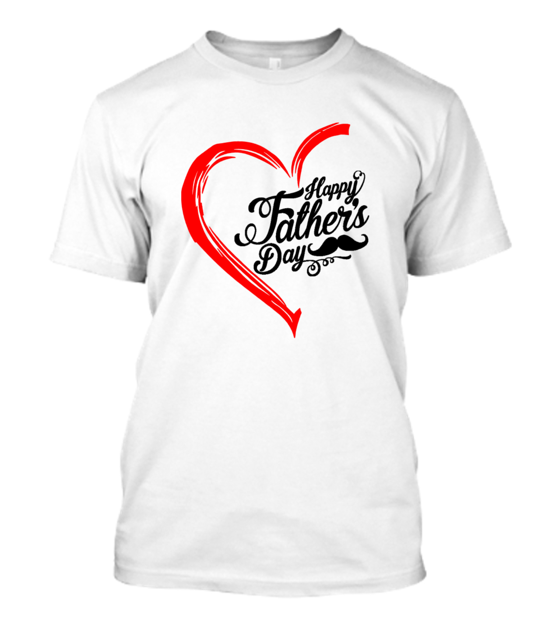 Happy Father's Day Red Heart Moustache T-Shirt