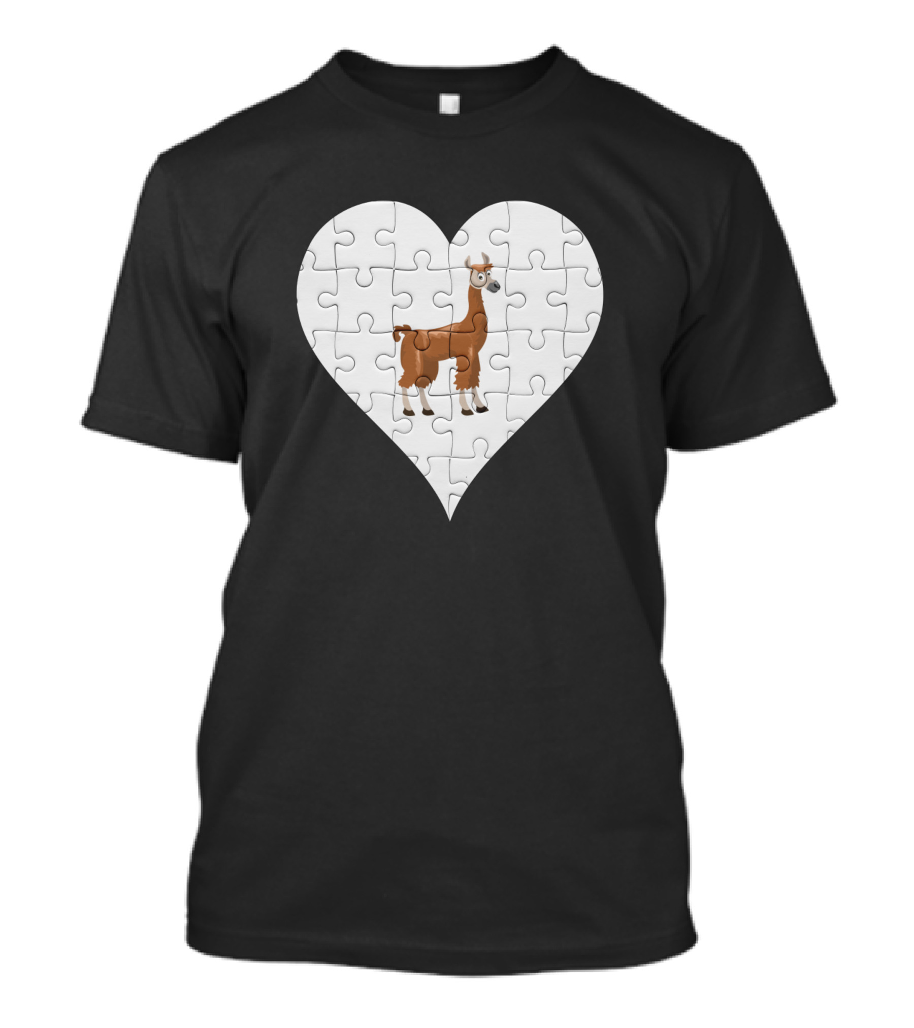 Heart Shaped Jigsaw Llama Wild Animal Puzzle T-Shirt