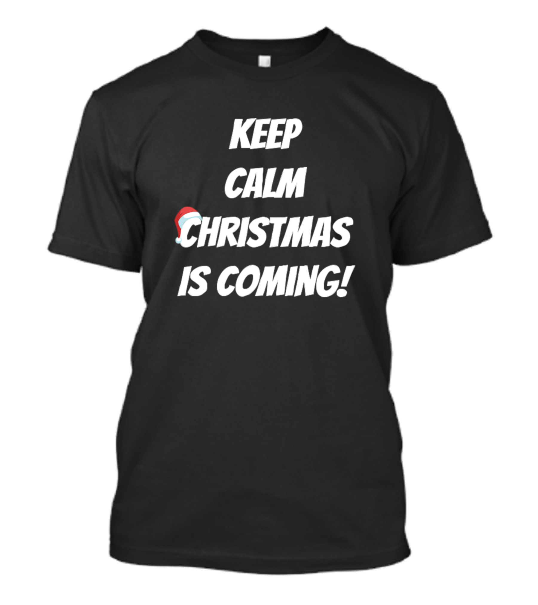 Keep Calm Christmas Is Coming Santa Hat Chloe Art T-Shirt