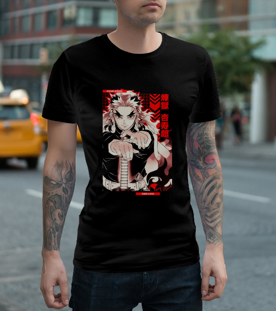 Kyojuro Rengoku Demon Slayer Edition Japanese Text Manga T-Shirt