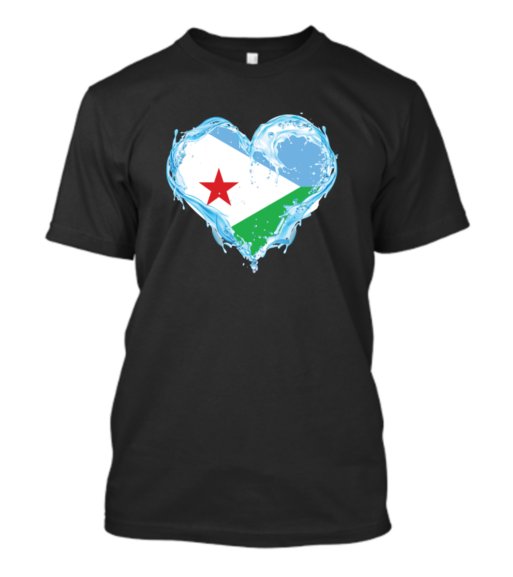 Heart Shaped Djibouti Flag With Water Effect T-Shirt