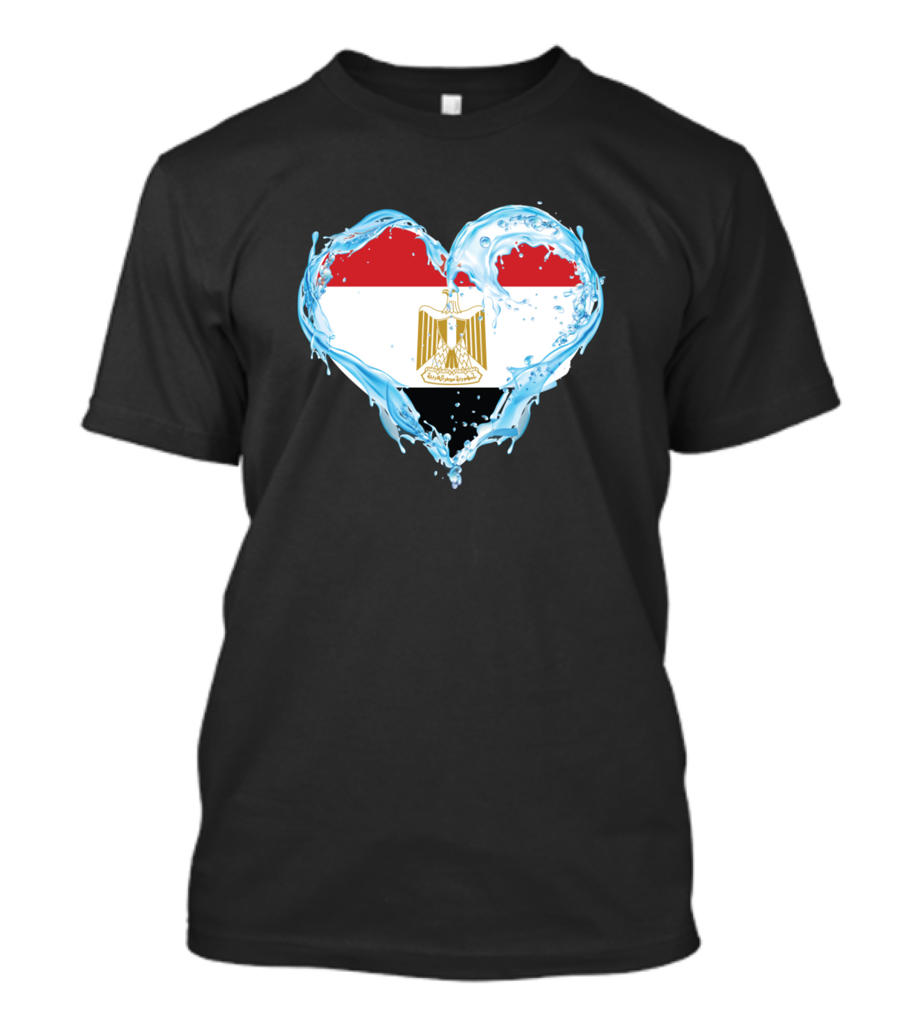 Love Egypt Flag Heart With Water Splash T-Shirt