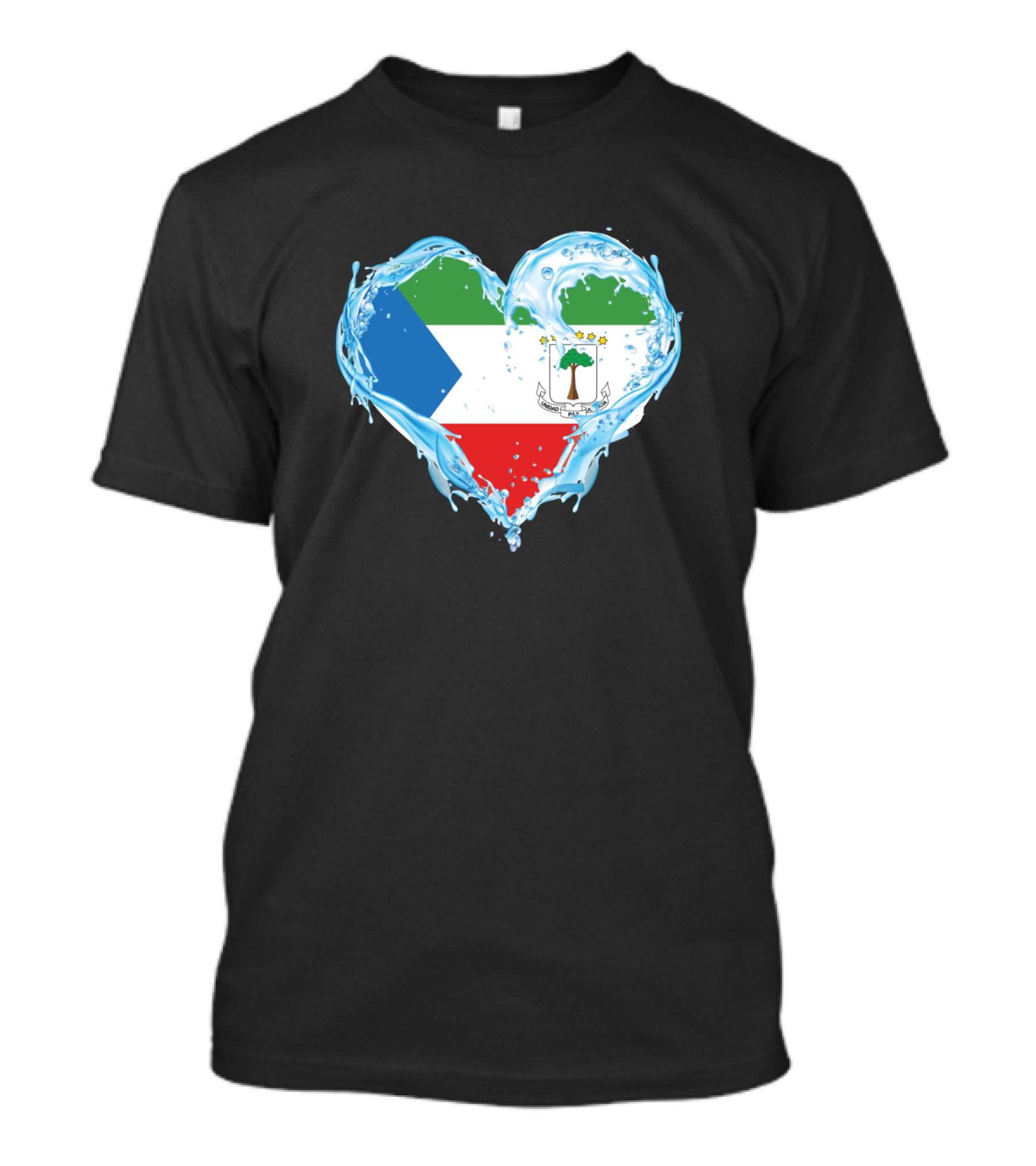 Love Water Heart Equatorial Guinea Flag T-Shirt