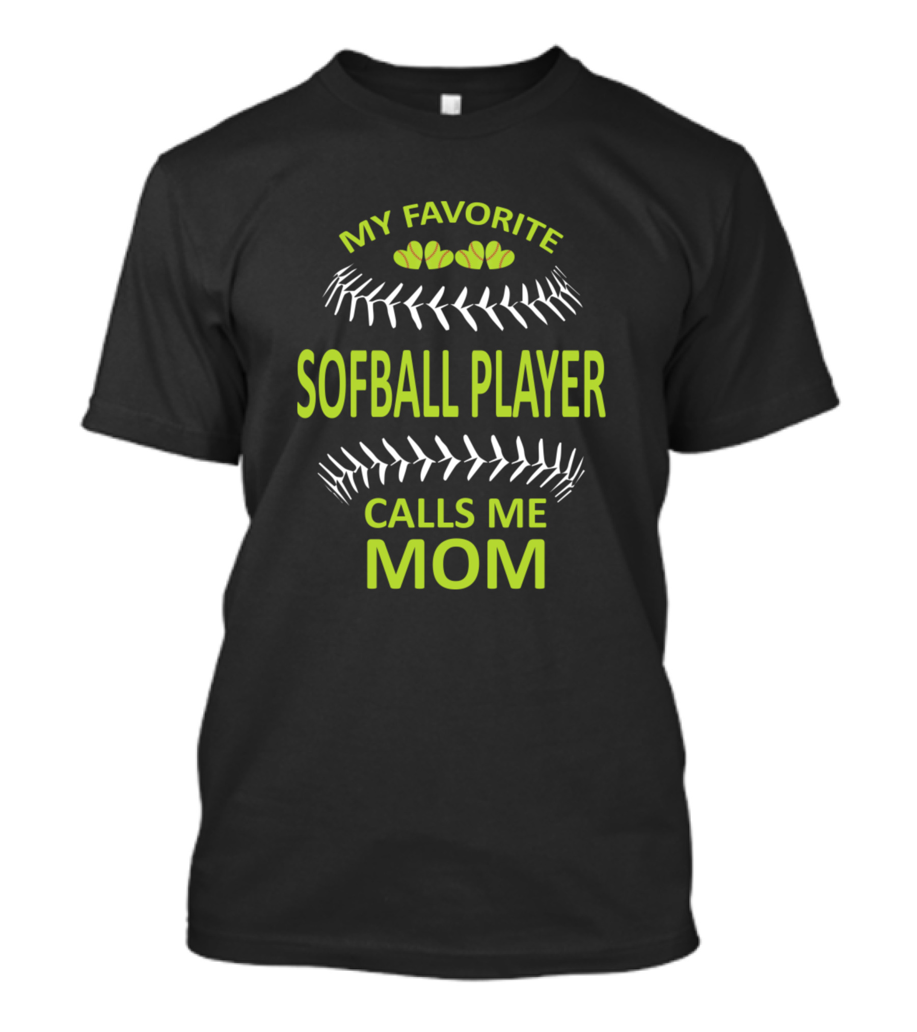 My Favorite Softball Player Calls Me Mom Baseball Stitch Hearts T-Shirt