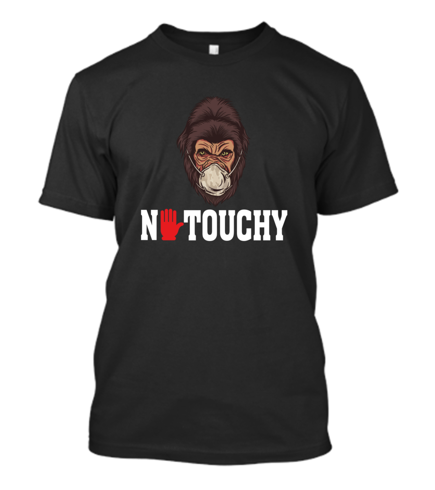 No Touchy Gorilla With Mask And Red Hand Warning T-Shirt