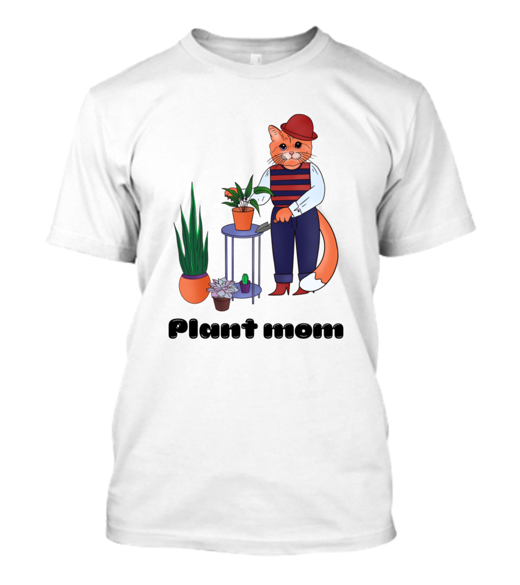 Plant Mom Cat With Plants And Pots T-Shirt